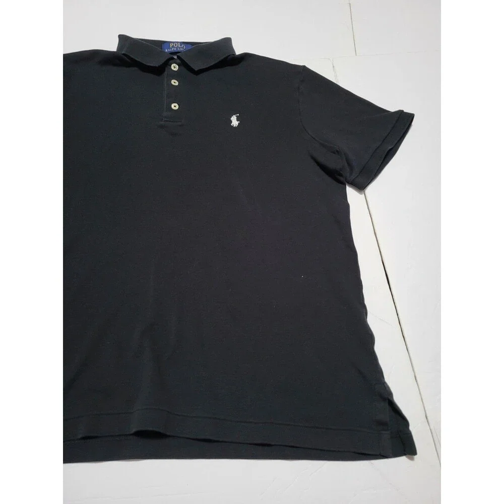 (#18) Polo Ralph Lauren Large Black Classic Fit Short Sleeve Size Men's M